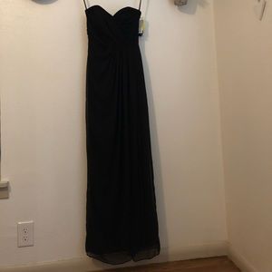 Black Strapless Dessy Lux Chiffon Maxi Dress